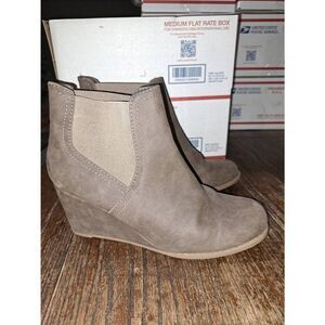 9M Rampage Brown Ram Mousy Wedge Heel Ankle Boots Booties Shoes Stretch Gore
